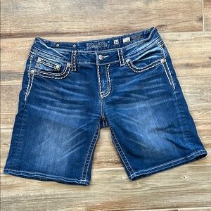 Miss Me Blue Distressed Jean Shorts Classic Style